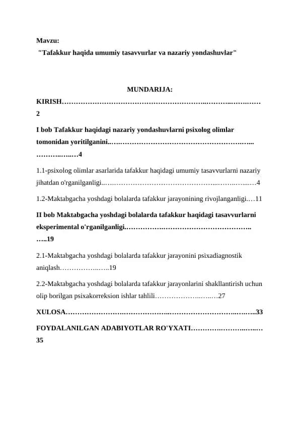 Tafakkur haqida umumiy tasavvurlar va nazariy yondashuvlar