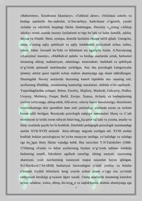 PSIXOLOGIK XIZMAT  FANIDAN “KICHIK MAKTAB YOSHIDAGI O’QUVCHILARDA LIDERLIK SIFATLARINING SHAKLLANISHI” 7