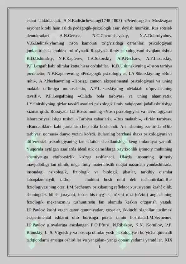 PSIXOLOGIK XIZMAT  FANIDAN “KICHIK MAKTAB YOSHIDAGI O’QUVCHILARDA LIDERLIK SIFATLARINING SHAKLLANISHI” 8