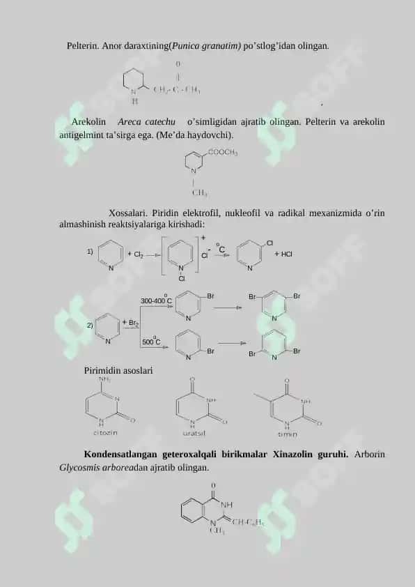 BESH A`ZOLI BIR GETEROATOMLI GЕTЕRОTSIKLIK BIRIKMАLАR 2