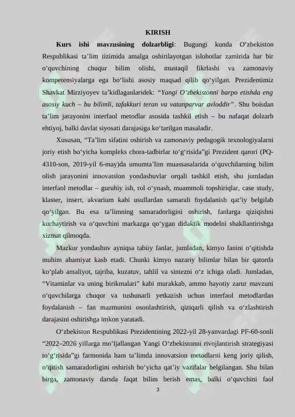 VITAMINLAR VA UNING BIRIKMALARI MAVZUSINI INTERFAOL METODLAR ASOSIDA O‘QITISH 2