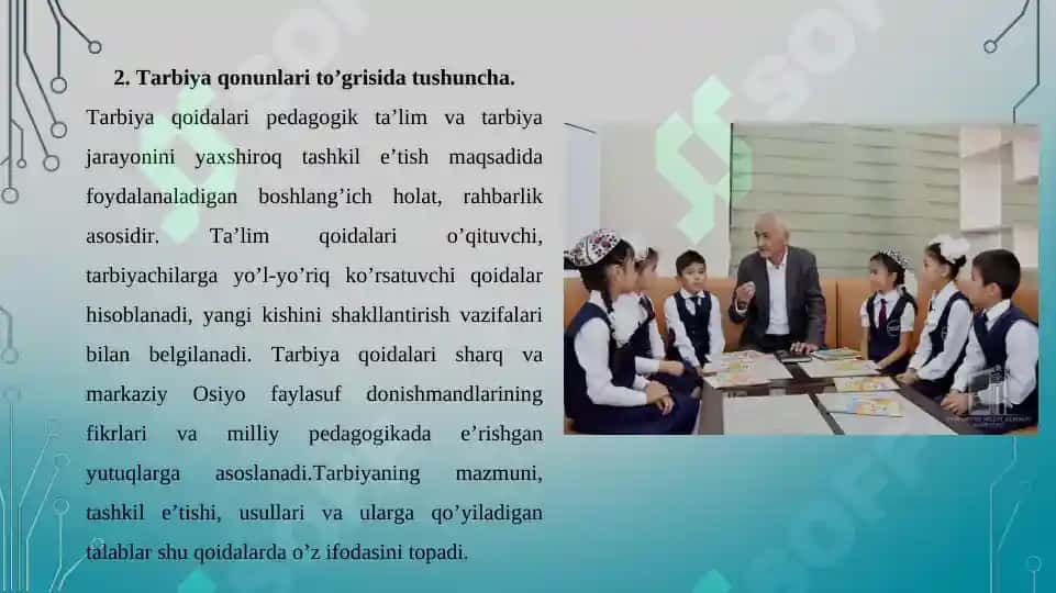 Tarbiya nazariyasi, usullari va turlari. Taqdimot 10 bet. 3