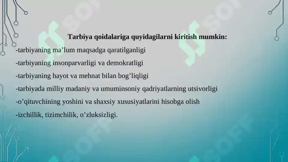 Tarbiya nazariyasi, usullari va turlari. Taqdimot 10 bet. 4