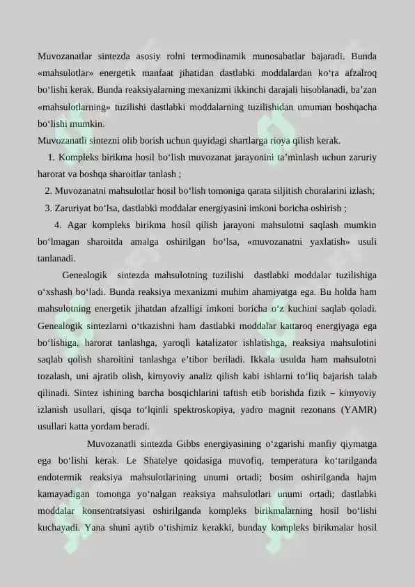 Kompleks birikmalar olinishi va xossalari. Suvning qattiqligini aniqlash. Referat 34 bet. 6