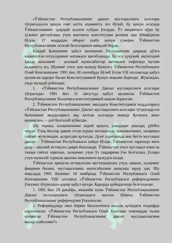 O‘zbekiston Davlat Mustaqilligining Qo‘lga Kiritilishi 3
