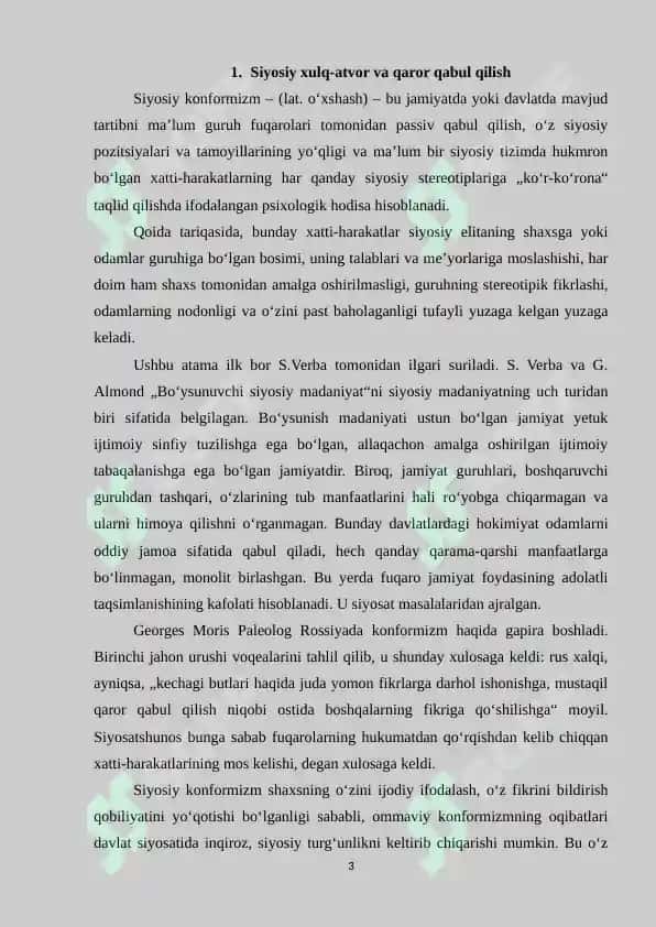 Jamiyat me'yorlari va qadriyatlarining siyosiy xulq-atvor va qaror qabul qilishga ta'siri 3