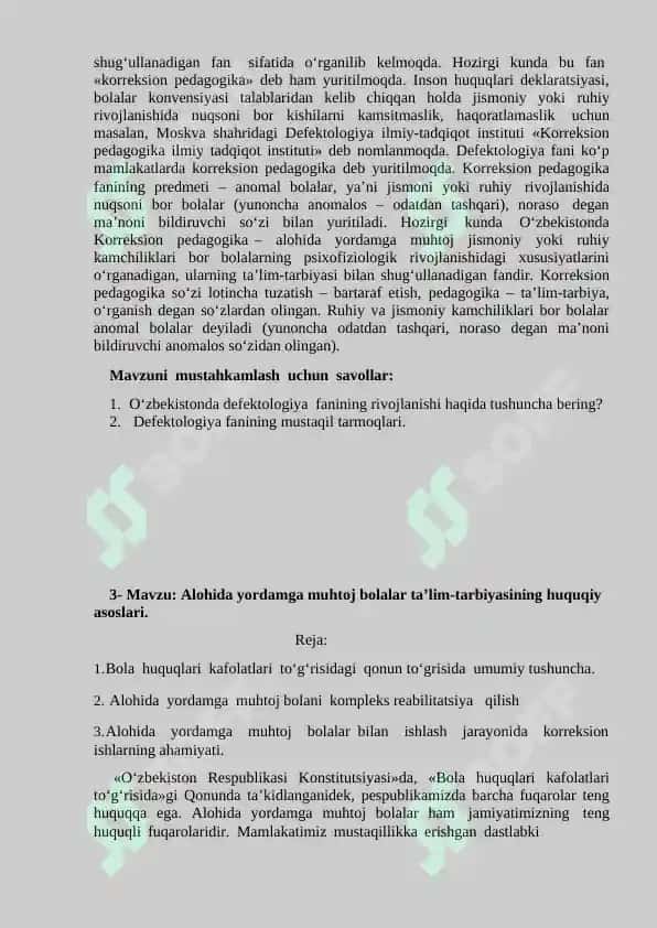 Defektologiya fanining O‘zbekistonda rivojlanish bosqichlari 3