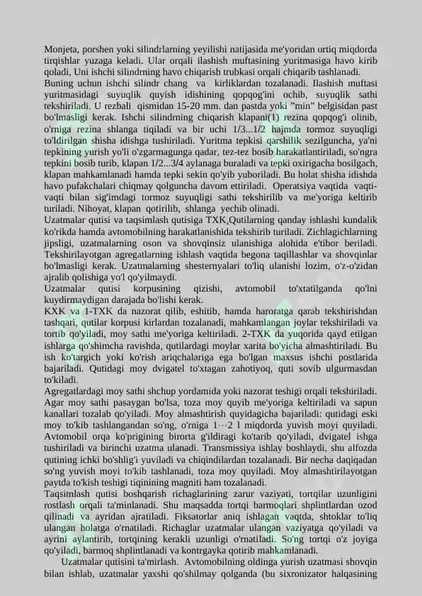 Transmissiya tuzilishi va texnik xizmat 4