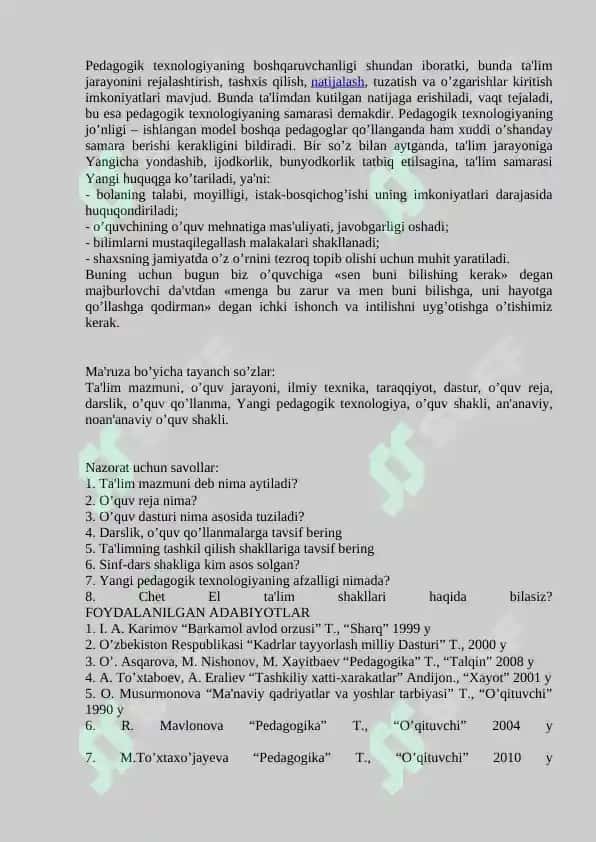 TA'LIMNI TASHKIL ETISH TURLARI VA SHAKLLARI 8