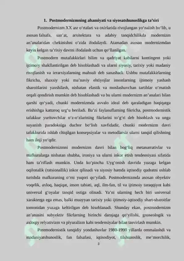 Postmodernizmning siyosatshunoslikka ta'siri: Metodologiya va epistemologiyalarni qayta koʼrib chiqish 3