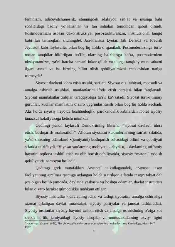 Postmodernizmning siyosatshunoslikka ta'siri: Metodologiya va epistemologiyalarni qayta koʼrib chiqish 4