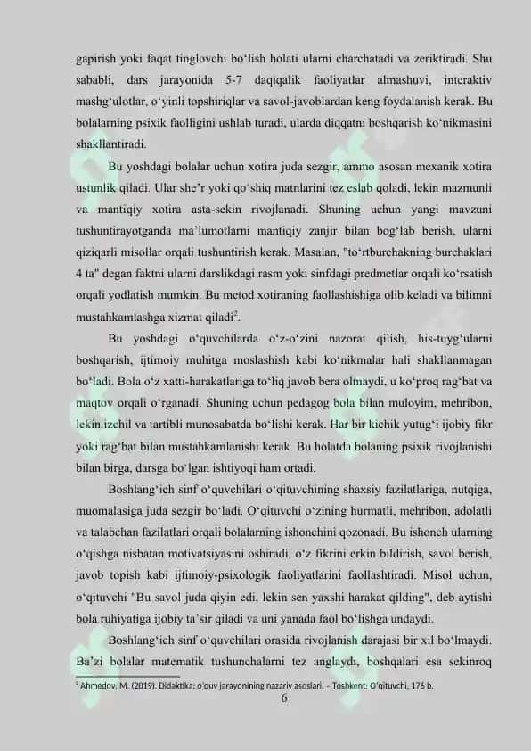 Boshlang‘ich sinf o’quvchilarining matematik tafakkurini shakllantirishda matematika o’qitishning ahamiyati 6