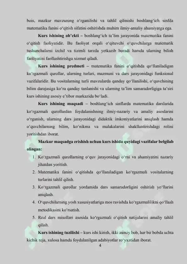 Matematikani o’qitishda foydalaniladigan ko’rgazmali qurollar va ulardan foydalanish 4