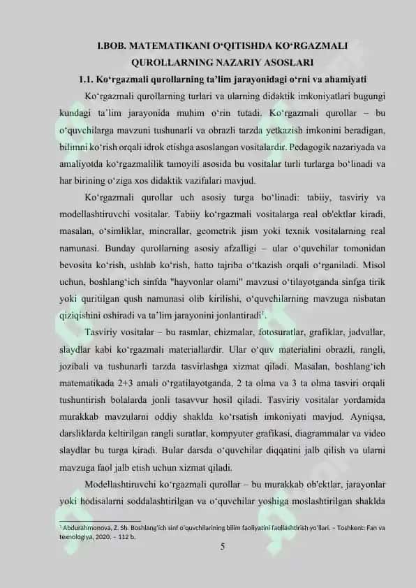 Matematikani o’qitishda foydalaniladigan ko’rgazmali qurollar va ulardan foydalanish 5
