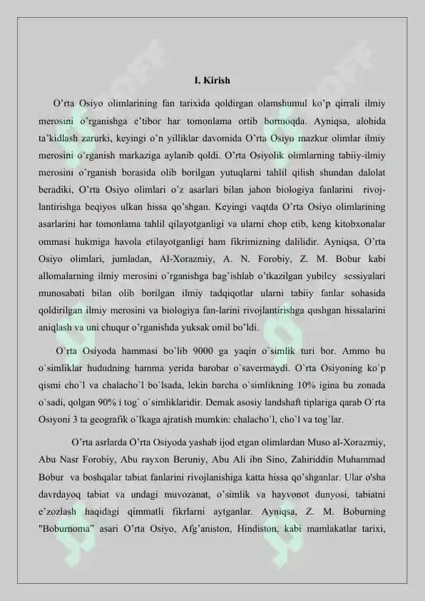 O'rta Osiyo olimlarining o'simliklar haqidagi fikrlari. Referat 14 bet. 3