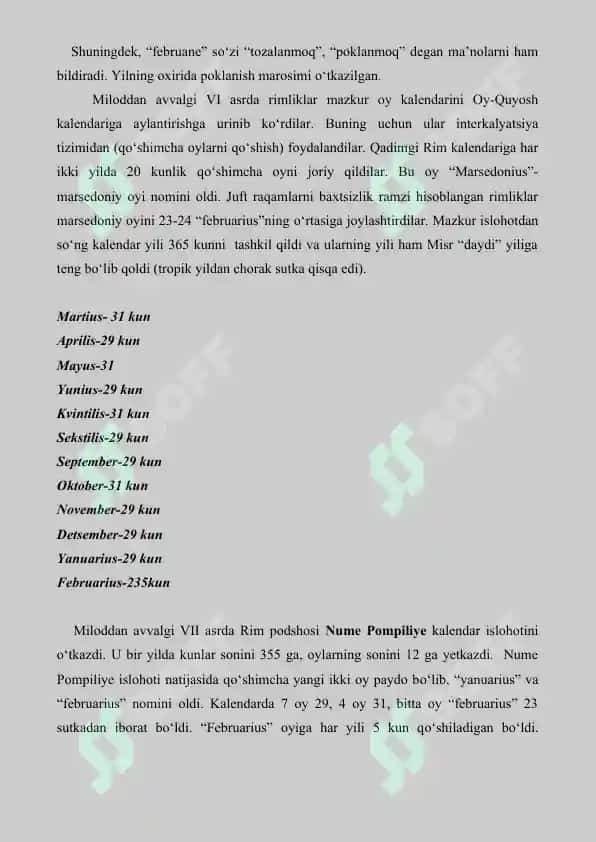 Rim kalendari. Referat 11 sahifa. 3
