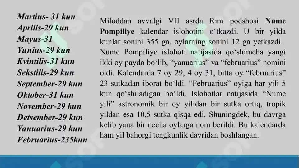 Rim kalendari. Taqdimot 21 sahifa. 6