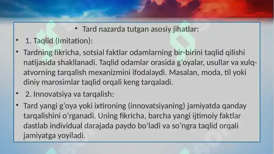 Gabriel Tard «Sotsial fakt» deganda nimani nazarda tutgan. 3