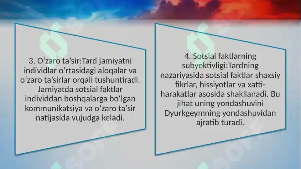 Gabriel Tard «Sotsial fakt» deganda nimani nazarda tutgan. 4