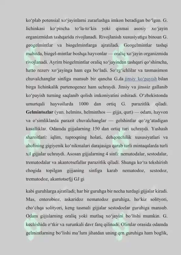 O‘zbekistonda chorva mollari gelmintlarining rivojlanish bosqichlarida chuchuk suv qorinoyoqli mollyuskalarning oraliq xo‘jayinlar sifatidagi ishtiroki 7