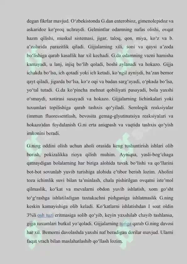 O‘zbekistonda chorva mollari gelmintlarining rivojlanish bosqichlarida chuchuk suv qorinoyoqli mollyuskalarning oraliq xo‘jayinlar sifatidagi ishtiroki 8