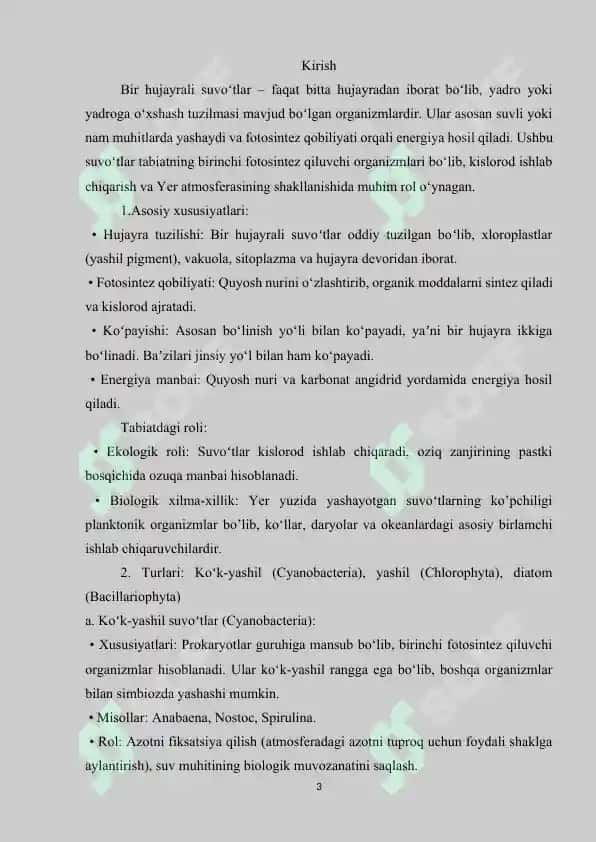 Bir hujayrali yashil suvo’tlar 3
