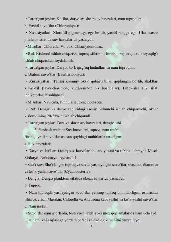 Bir hujayrali yashil suvo’tlar 4