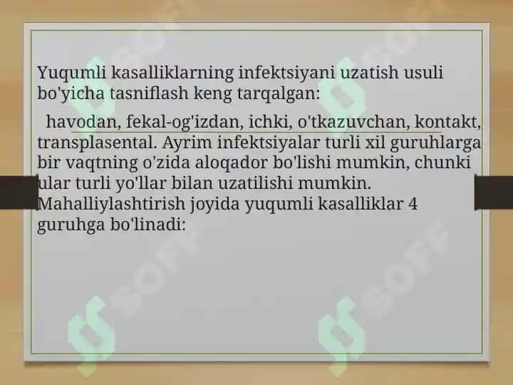 Yuqumli ichak kasalliklari, ichak tayoqchasi va oziq-ovqat zaharlanishini keltirib chiqaruvchi mikroorganizmlar 4