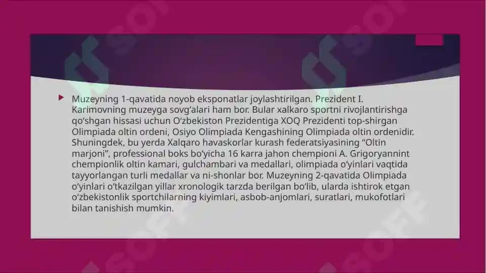 O'zbekistonda faoliyat ko'rsatayotgan yangi muzeylar 4