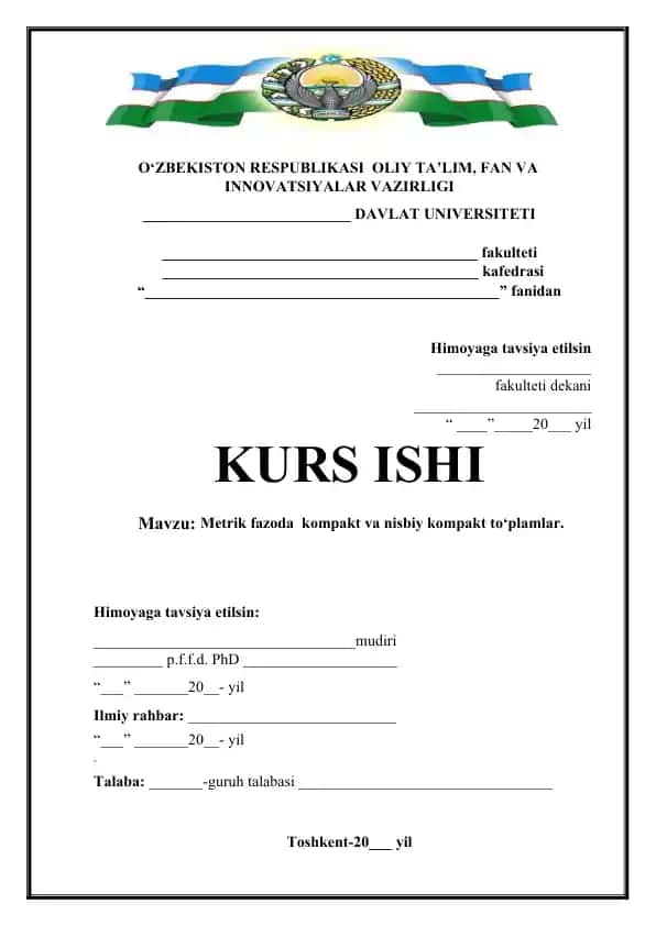 Metrik fazoda  kompakt va nisbiy kompakt to‘plamlar.