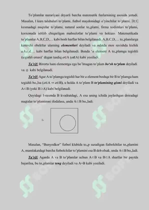 Sanoqli to’plamlar. To’plamlarning ekvivalentligi. Kantor-Bernshteyn teoremasi 5