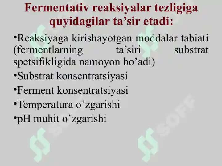 Fermentlar, ularning tuzilishi, xossalari va funksiyalari 7