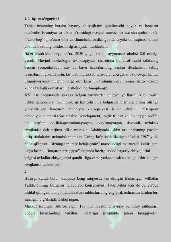 Kelajakdagi ekologik muammolar 2