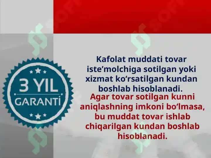 Ishlab chiqaruvchi tomonidan tovar sifatiga beriladigan kafolat 3