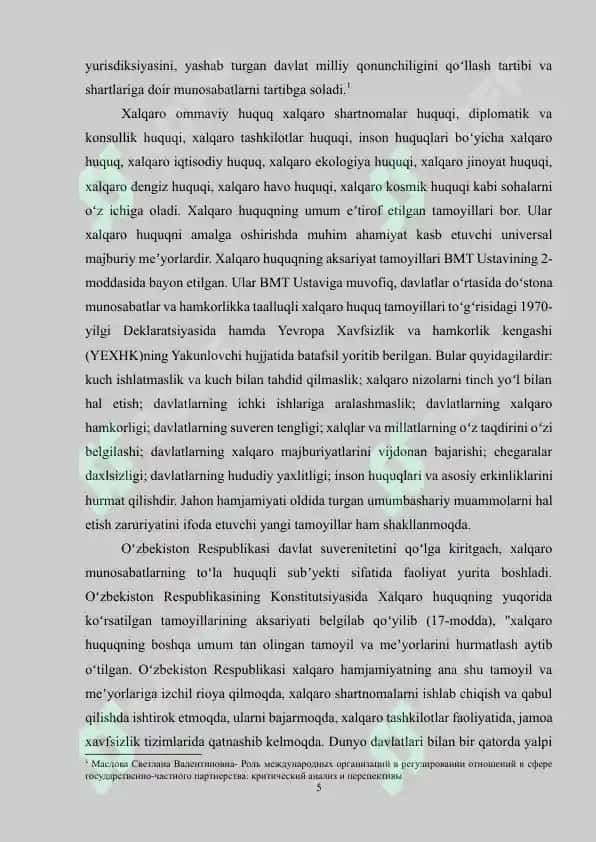 XALQARO HUQUQDA TAN OLISH VA UNING XALQARO MUNOSABATLAR DOIRASIDAGI AHAMIYATI 5