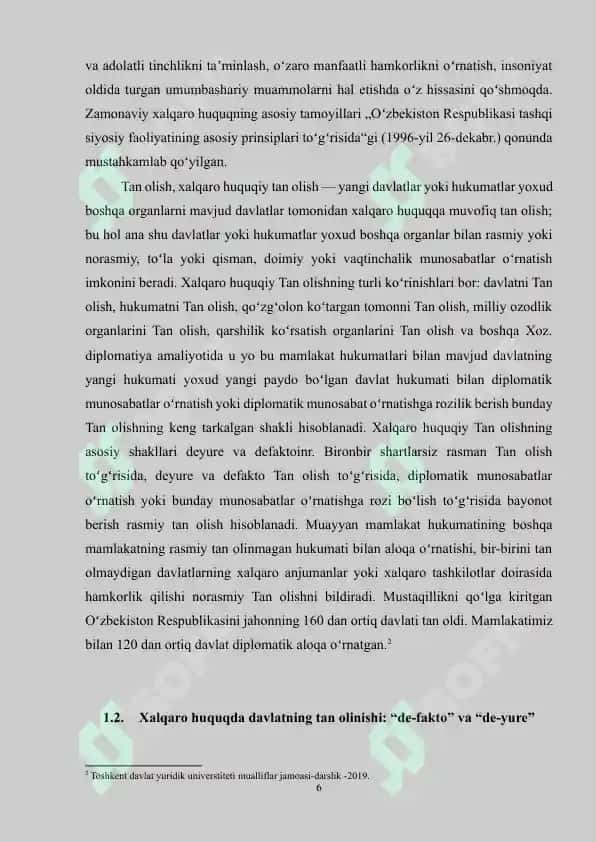 XALQARO HUQUQDA TAN OLISH VA UNING XALQARO MUNOSABATLAR DOIRASIDAGI AHAMIYATI 6