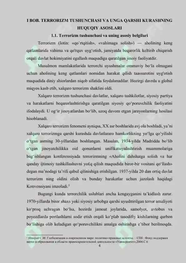 XALQARO TERRORIZM TUSHUNCHASI VA UNGA QARSHI KURASHNING HUQUQIY ASOSLARI 4