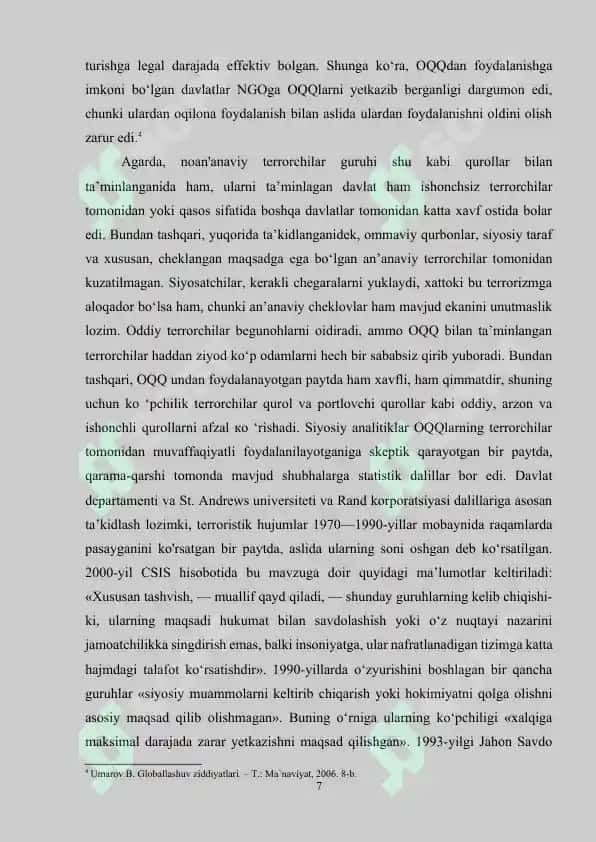 XALQARO TERRORIZM TUSHUNCHASI VA UNGA QARSHI KURASHNING HUQUQIY ASOSLARI 7