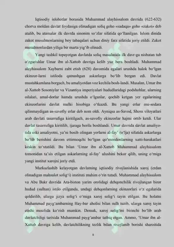 ARAB XALIFALIGIDA QONUNCHILIKNI AMALGA OSHIRUVCHI UNVONLAR 8