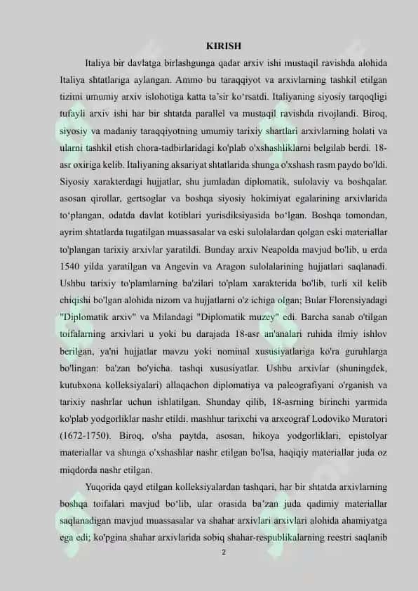 ITALIYADA ARXIV TIZIMI ISLOHOTLARI 2