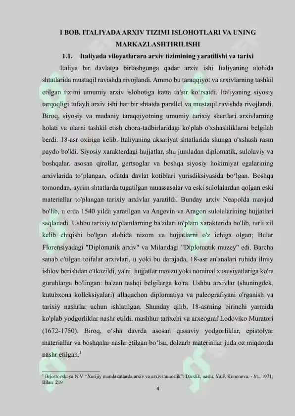 ITALIYADA ARXIV TIZIMI ISLOHOTLARI 4