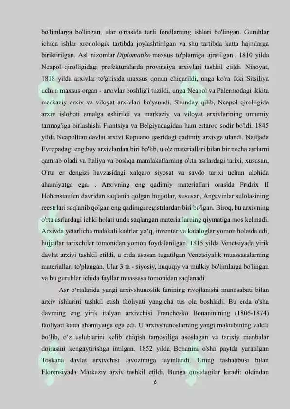 ITALIYADA ARXIV TIZIMI ISLOHOTLARI 6
