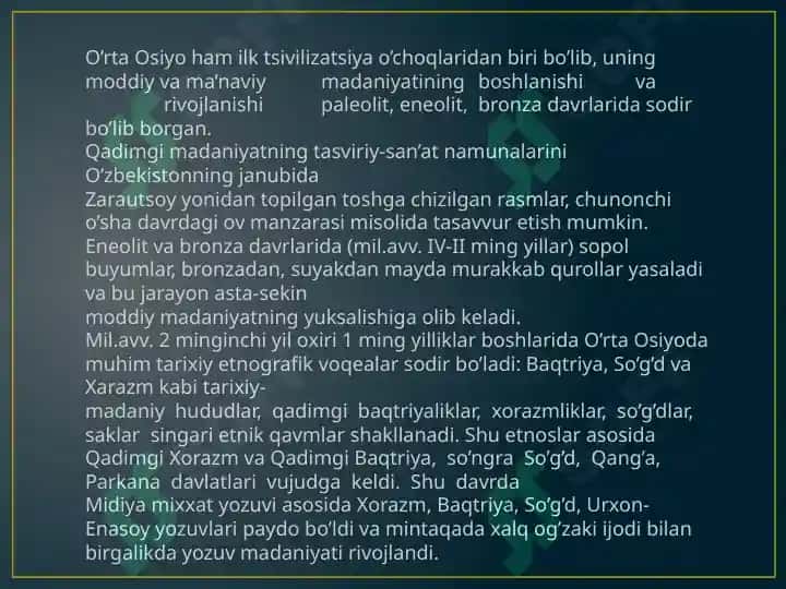O'rta Osiyo Bronza Davri Yodgorliklari 4