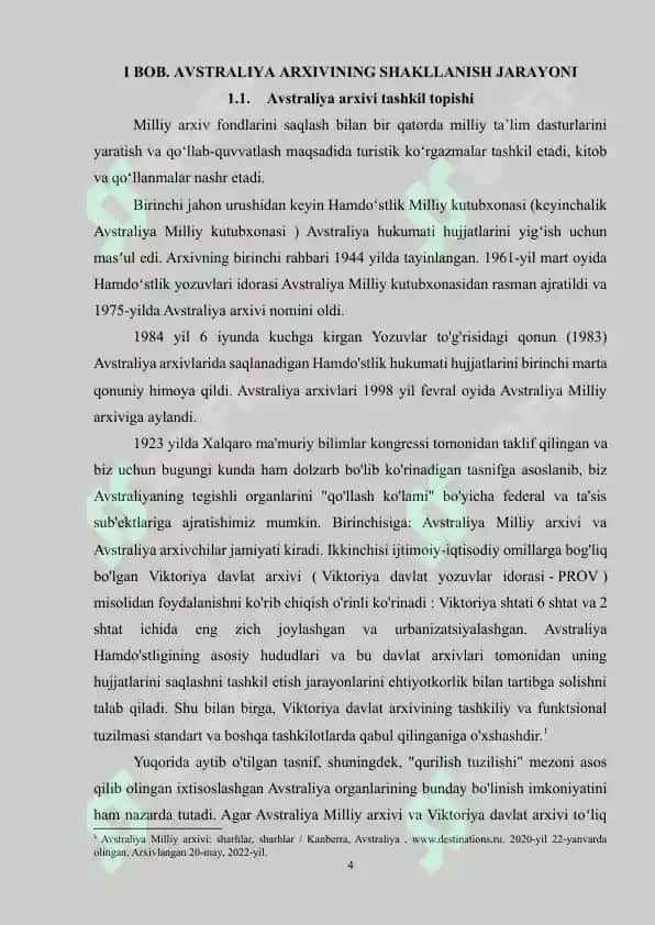 AVSTRALIYA ARXIV ISHI TARIXI 4