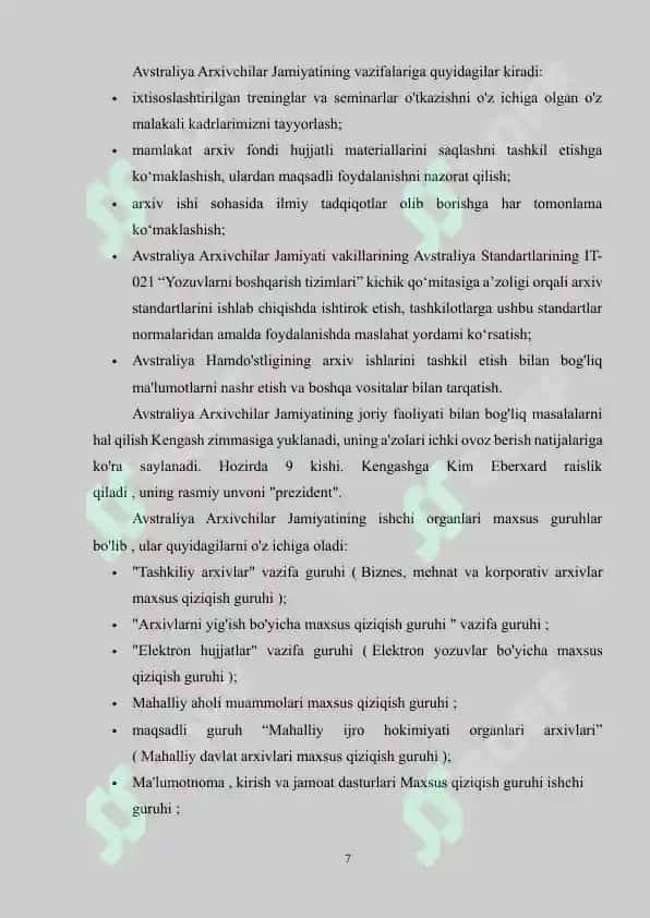 AVSTRALIYA ARXIV ISHI TARIXI 7