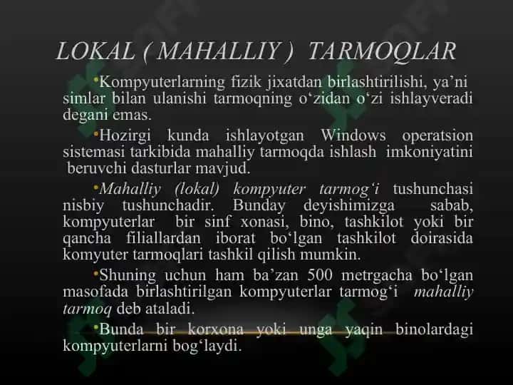Tarmoq turlari 5