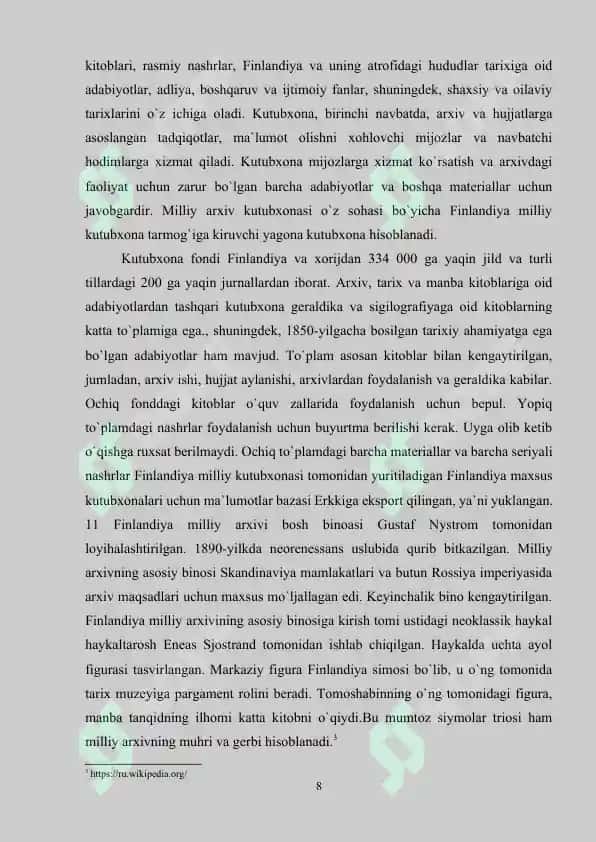 FINLANDIYADA ARXIV ISHI TARIXI 8