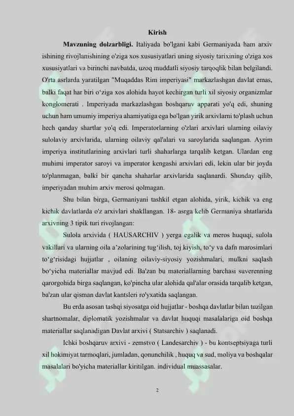 Germaniya va AQSHda arxiv ishi tarixi 2
