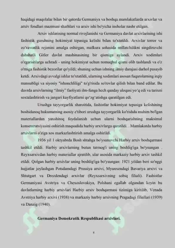 Germaniya va AQSHda arxiv ishi tarixi 8