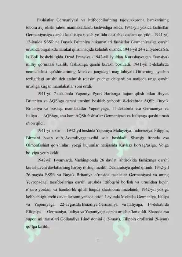IKKINCHI JAHON URUSHI DAVRI TARIXSHUNOSLIGI 5